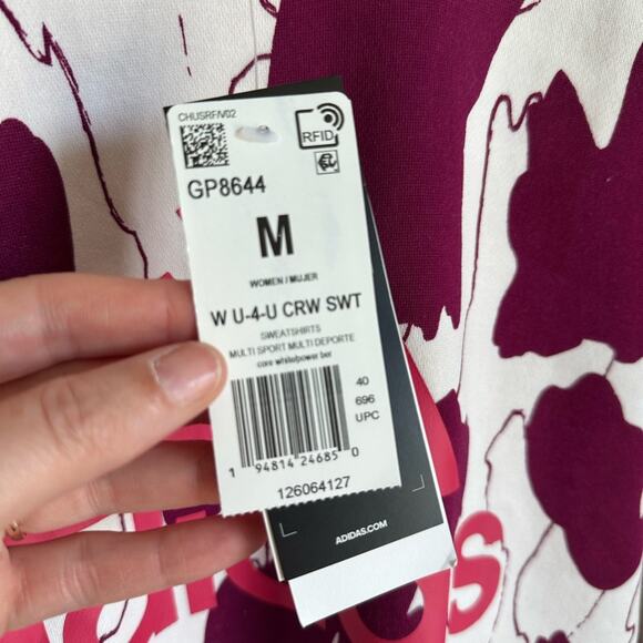 NWT adidas x Zoe Saldana Collection Sweatshirt Pullover Berry White - Picture 5 of 6